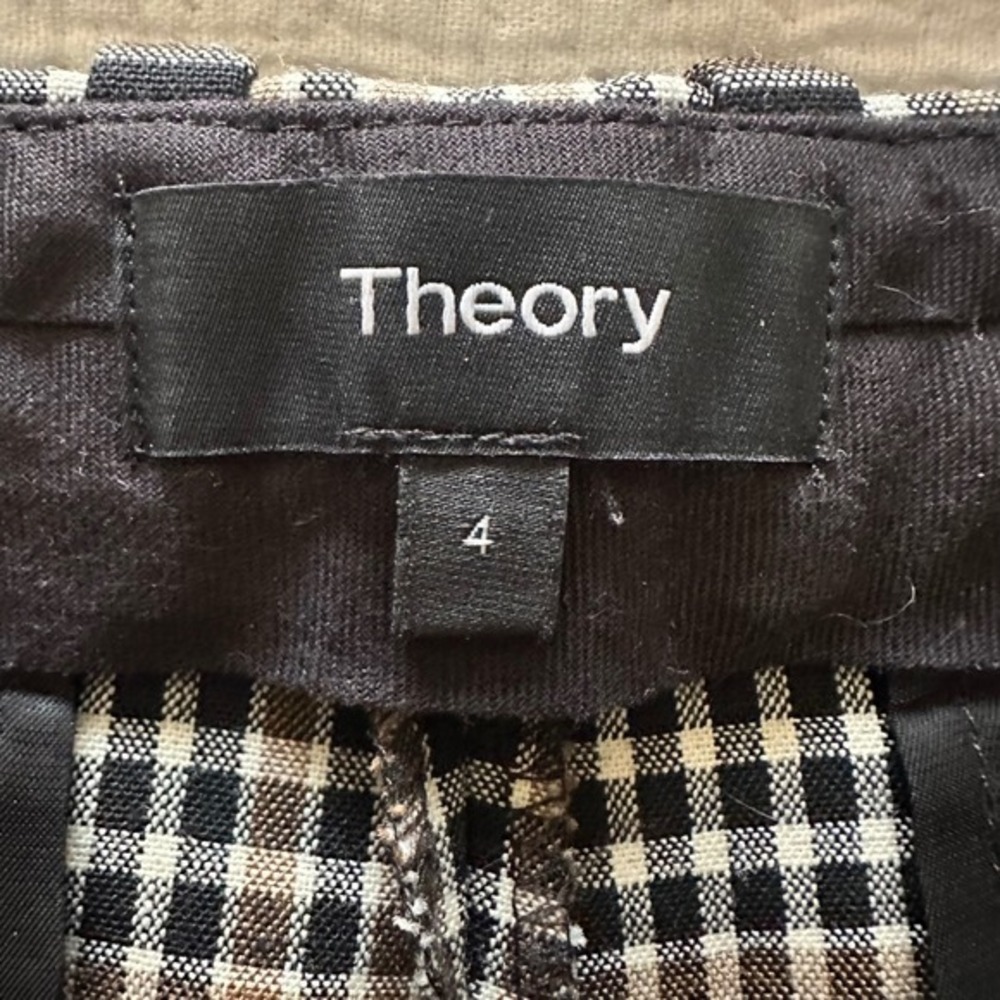 Theory Demitria 4 Becket Portland Plaid Flare Pants Size 4 - Picture 8 of 10